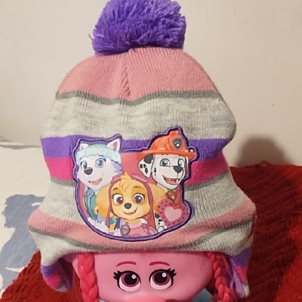 Paw Patrol Pink and Gray Striped Beanie